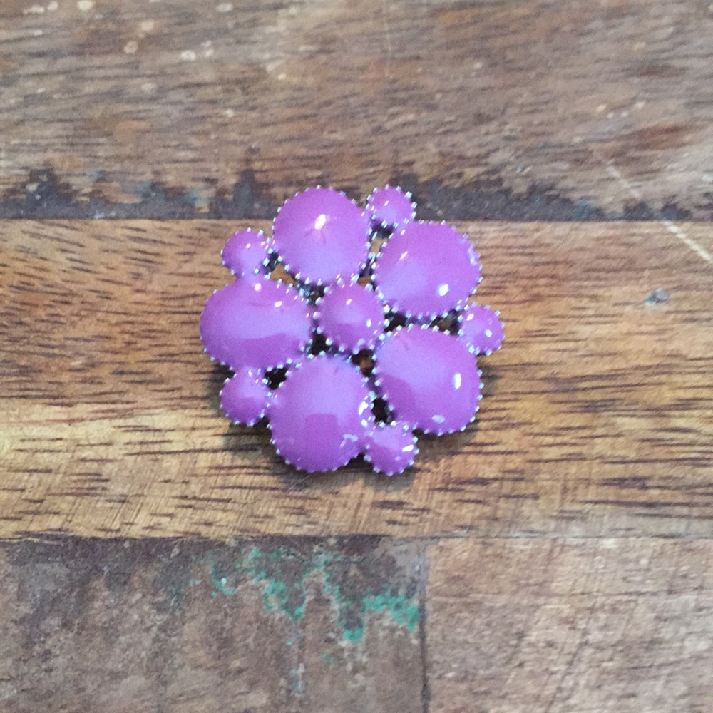 Purple Silver Flower Brooch
